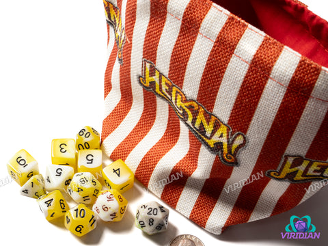 BUNDLE: Heckna! Popcorn Dice & Bag | 11-Piece Acrylic Dice Set + Bag