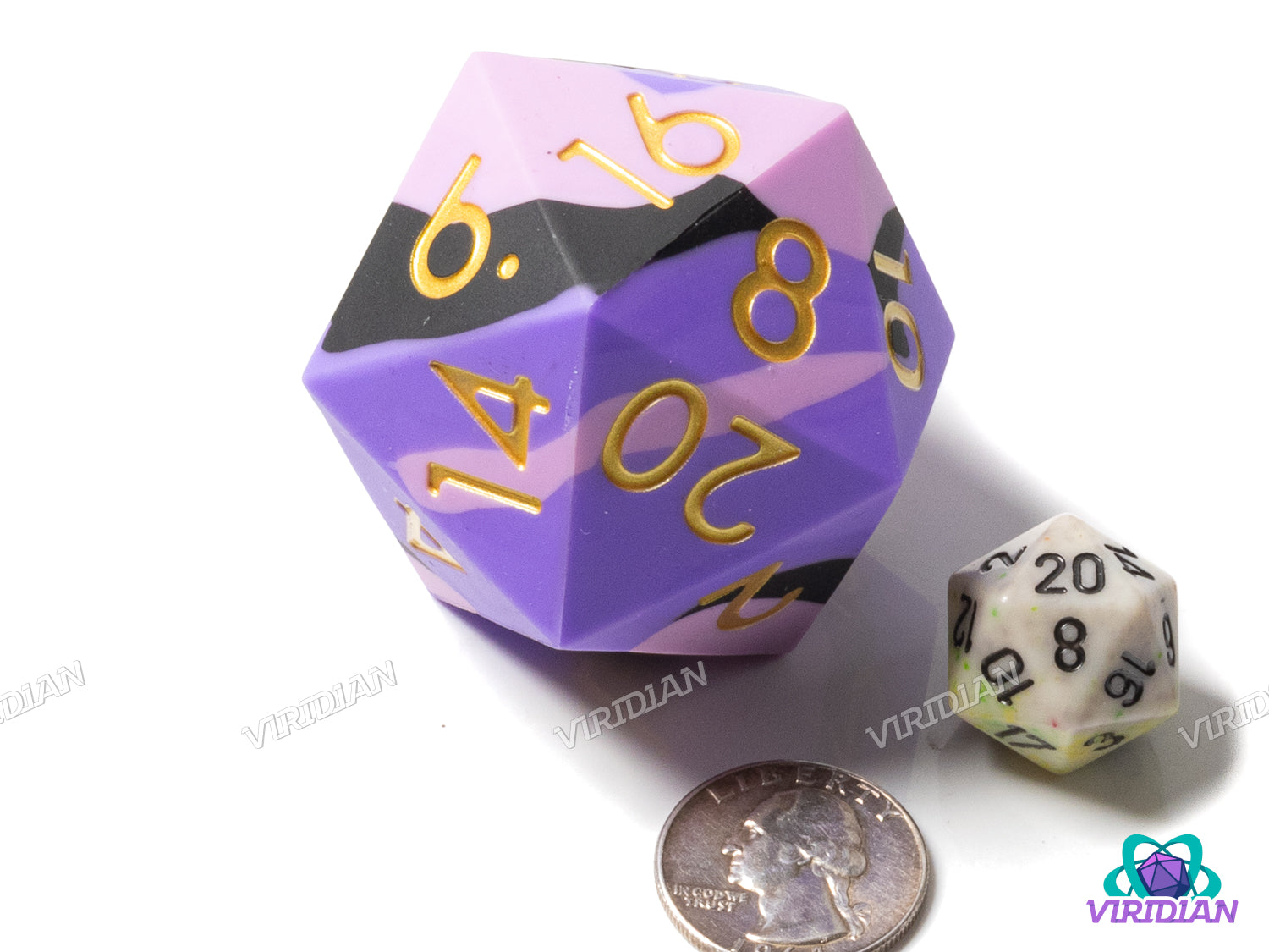 Lavender, Pink & Black Silicone (D20) | Giant D20 Die (1)