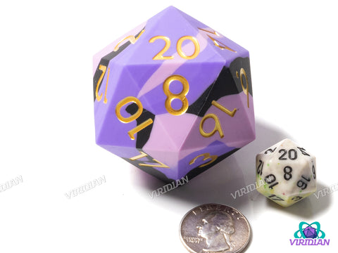 Lavender, Pink & Black Silicone (D20) | Giant D20 Die (1)
