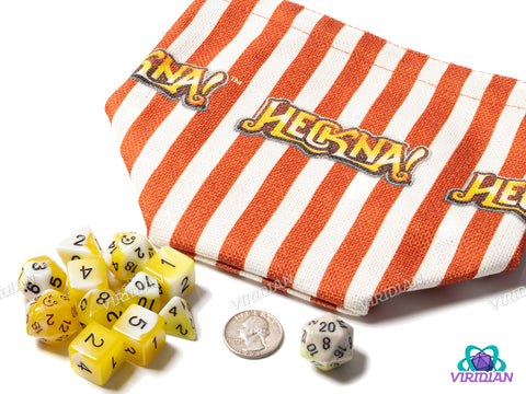 BUNDLE: Heckna! Popcorn Dice & Bag | 11-Piece Acrylic Dice Set + Bag
