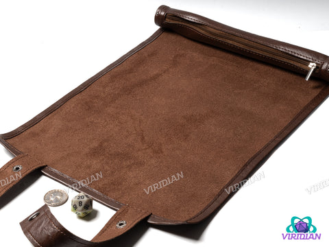 Rolling Mat: Traditional Styles | Foldable TPU Mat with Zippered Dice Storage | Faux Leather Rolling Mat