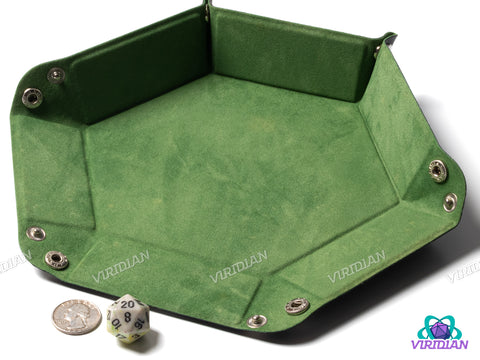 Hexagonal Dice Tray | Foldable Velvet & TPU Leather Rolling Mat |  DnD, RPG Games, TTRPG