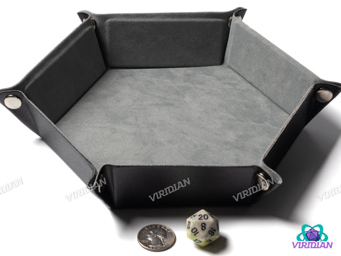Hexagonal Dice Tray | Foldable Velvet & TPU Leather Rolling Mat |  DnD, RPG Games, TTRPG