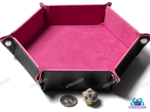 Hexagonal Dice Tray | Foldable Velvet & TPU Leather Rolling Mat |  DnD, RPG Games, TTRPG