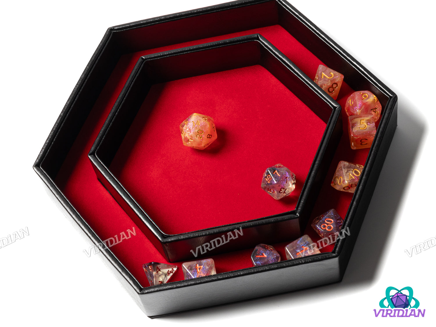 Double Hexagon Dice Tray w/ Lid | Tray, Mat, Storage Accessory