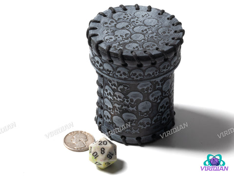 Dice Macabre Dice Cup | Leather Skull/Catacombs Rolling Accessory