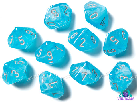 Luminary Sky/Silver (Set of Ten D10) | Acrylic D10 Set