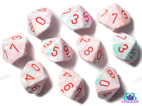 Festive Pop Art/Red (Set of Ten D10) | Acrylic D10 Set