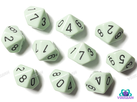 Opaque Pastel Green/black (Set of Ten D10) | Acrylic D10 Set