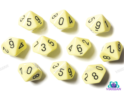 Opaque Pastel Yellow/Black (Set of Ten D10) | Acrylic D10 Set