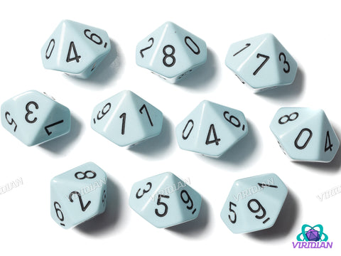 Opaque Pastel Blue/black (Set of Ten D10) | Acrylic D10 Set