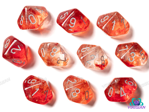 Nebula Red/Silver (Set of Ten D10) | Acrylic D10 Set