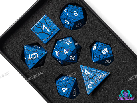 Blue Cracked | Metal Polyhedral Dice (7)