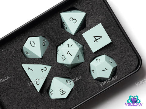 Flat Light-Blue Metal | Metal Polyhedral Dice (7)