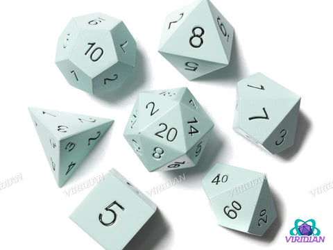 Flat Light-Blue Metal | Metal Polyhedral Dice (7)