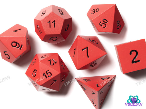 Flat Red Metal | Metal Polyhedral Dice (7)
