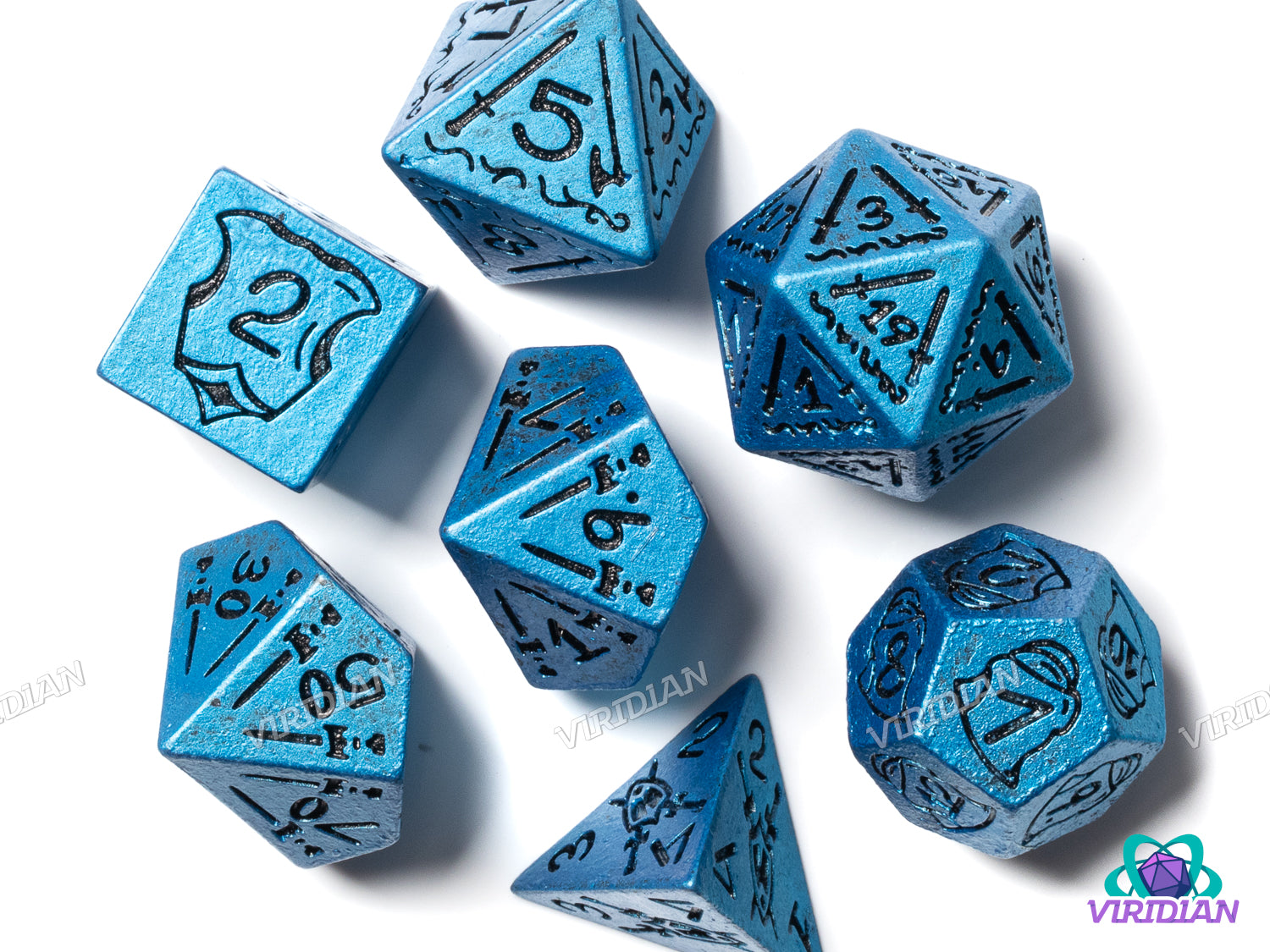 Blue Fighter | Resin Polyhedral Dice (7)