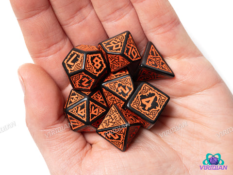 Pathfinder Hell's Vengeance | Black & Orange | Q Workshop | Acrylic Dice Set (7)