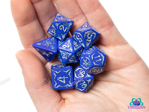 Pathfinder: Second Darkness | Blue & Silver | Q Workshop | Acrylic Dice Set (7)