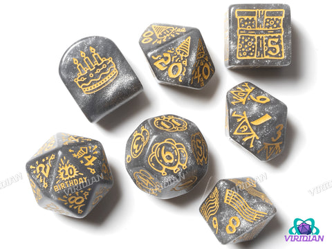 Happy Birthday Dice Set: Confetti | Acrylic Polyhedral Dice (7)
