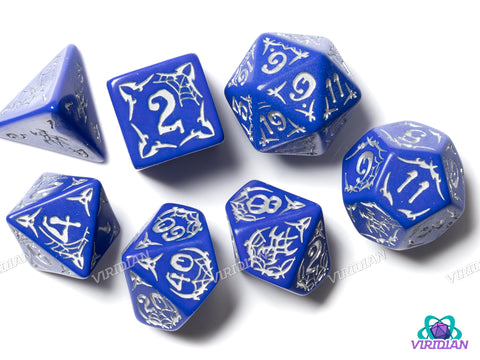 Pathfinder: Second Darkness | Blue & Silver | Q Workshop | Acrylic Dice Set (7)