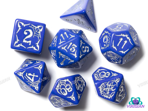 Pathfinder: Second Darkness | Blue & Silver | Q Workshop | Acrylic Dice Set (7)