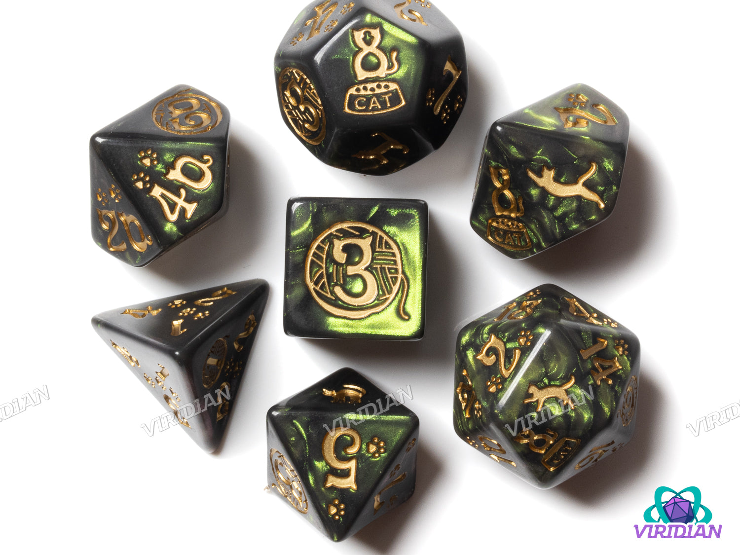 Cats Dice Set: Pixel | Acrylic Polyhedral Dice (7)