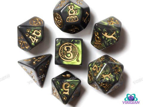 Cats Dice Set: Pixel | Acrylic Polyhedral Dice (7)