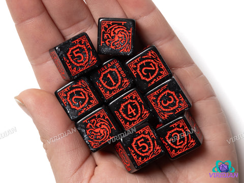 Game of Thrones: Targaryen (10xD6 Dice Set) | Acrylic D6 Set (10)