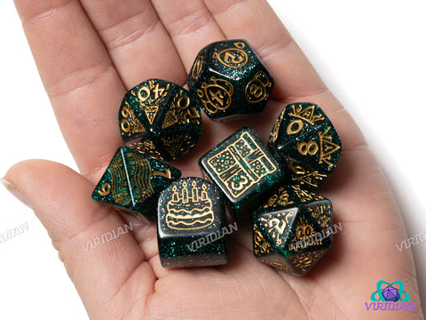 Happy Birthday Dice Set: Balloons | Acrylic Polyhedral Dice (7)