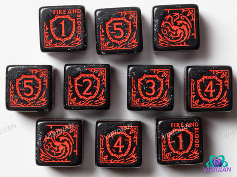 Game of Thrones: Targaryen (10xD6 Dice Set) | Acrylic D6 Set (10)