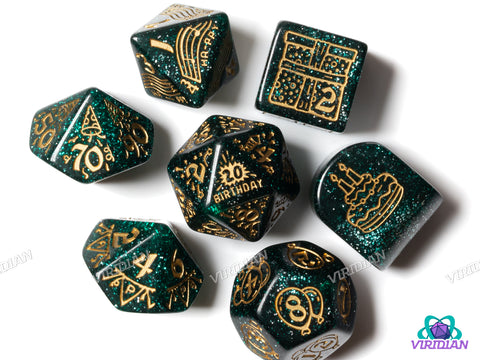 Happy Birthday Dice Set: Balloons | Acrylic Polyhedral Dice (7)