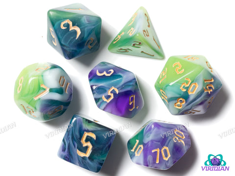 Cerulean Swirls | Acrylic Polyhedral Dice (7)