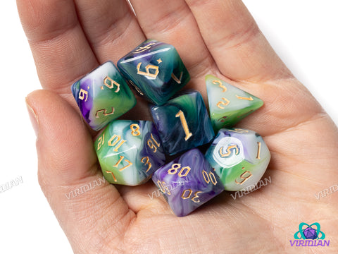 Cerulean Swirls | Acrylic Polyhedral Dice (7)