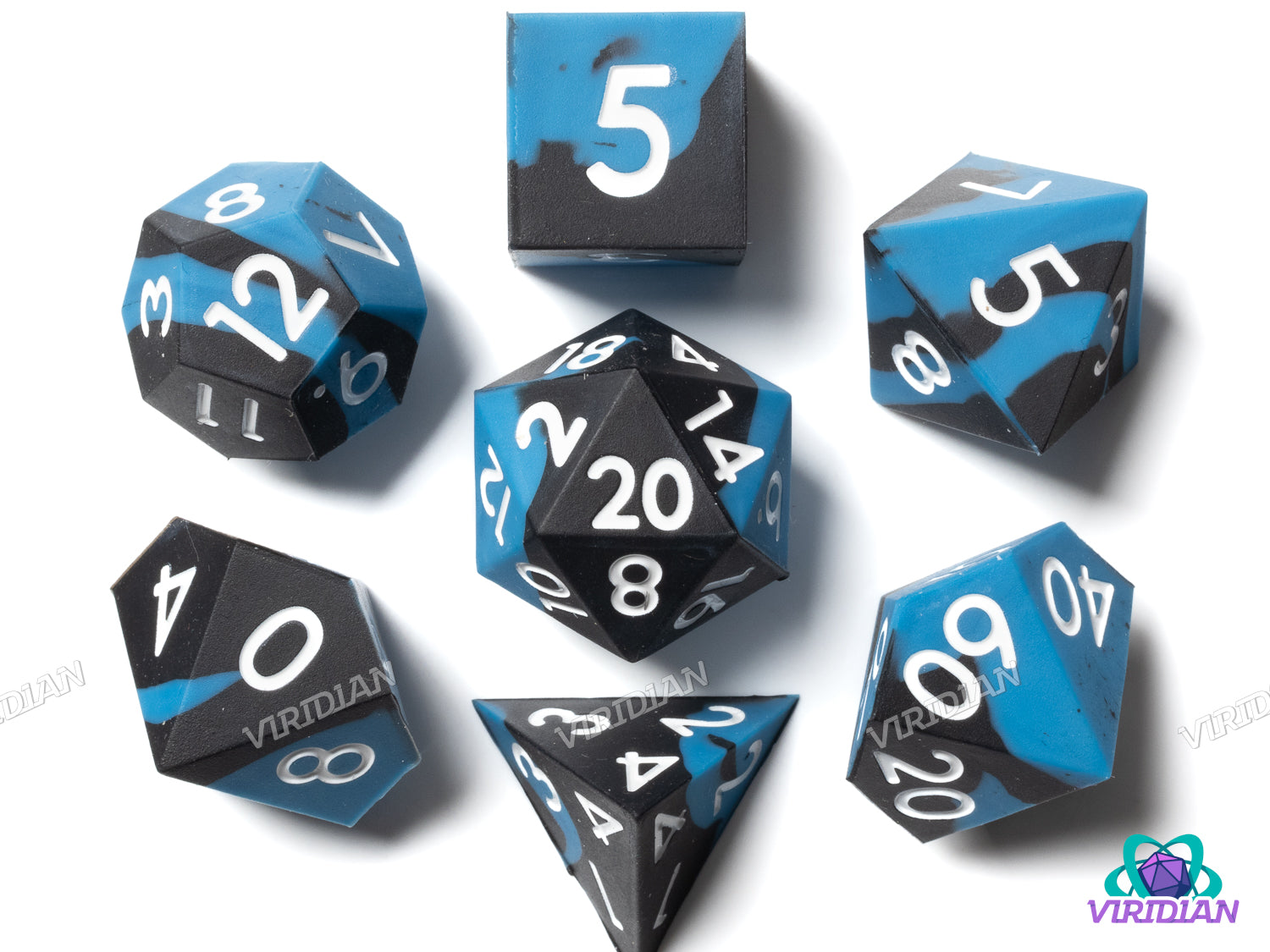 Blue & Black Silicone | Polyhedral Dice Set (7)