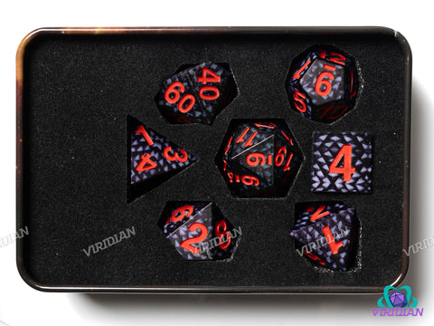Dragon Storm Silicone Scale Dice (Grey & Red) | Silicone Dice Set (7)