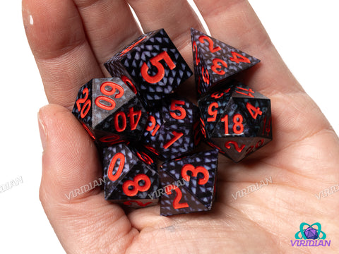 Dragon Storm Silicone Scale Dice (Grey & Red) | Silicone Dice Set (7)