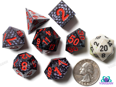 Dragon Storm Silicone Scale Dice (Grey & Red) | Silicone Dice Set (7)