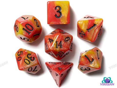 Inferno V2 |  Fireball Red & Orange Acrylic Dice Set (7)