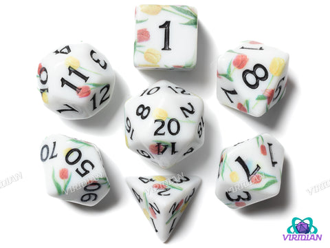 Flower Tulip Matte Print | Acrylic Polyhedral Dice (7)