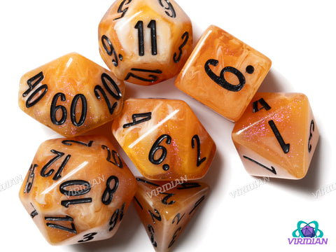 Blossom & Bloom: Marigold | Blackstone Bureau | Resin Dice Set (7)