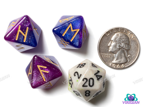 Elder Futhark Runes: Blue & Purple (3D8) | Resin Polyhedral D8 Dice (3)