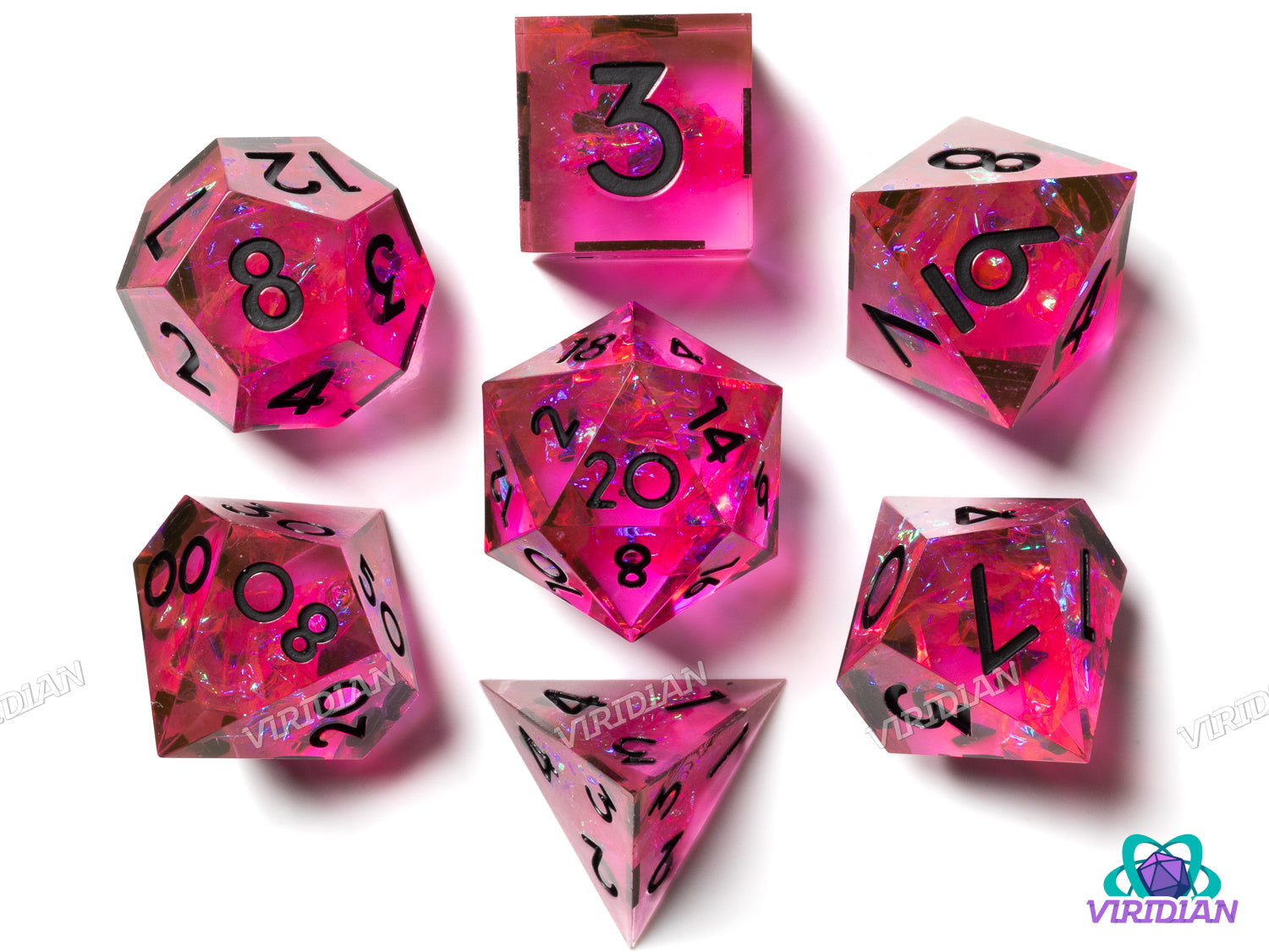 MAGENTA!!! | Sharp-Edged Resin Polyhedral Dice (7)