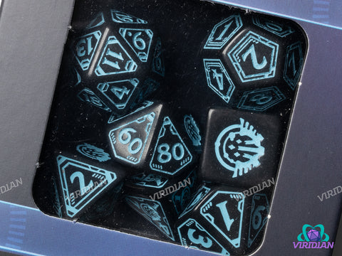 Starfinder | Black & Blue Dice Set (7) | Q Workshop