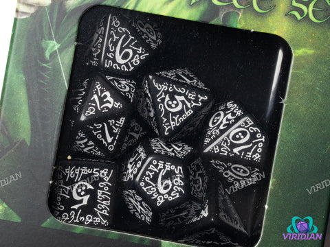 Elvish (Black & White) | Dice Set (7)