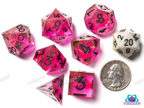 MAGENTA!!! | Sharp-Edged Resin Polyhedral Dice (7)