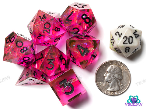 MAGENTA!!! | Sharp-Edged Resin Polyhedral Dice (7)