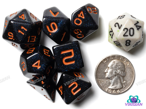 GALAXY: Starfall (Orange) | Resin Polyhedral Dice Set (7)