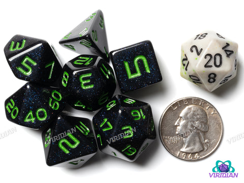 GALAXY: Starfall (Green) | Resin Polyhedral Dice Set (7)