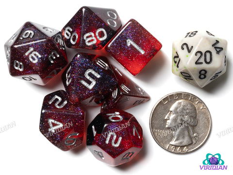 GALAXY: Red Cosmos (Silver) | Resin Polyhedral Dice Set (7)